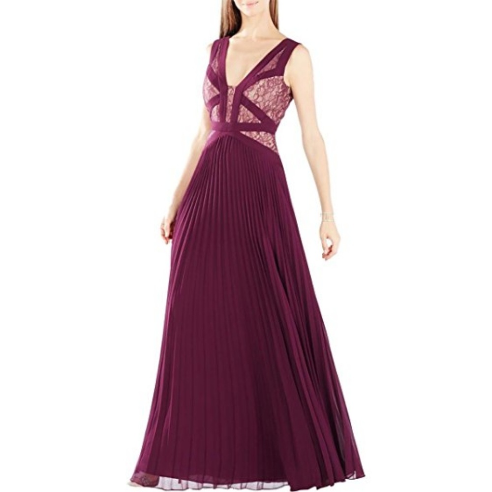 NWT BCBGMAXAZRIA Prom Formal Gown Nude Lace Panels